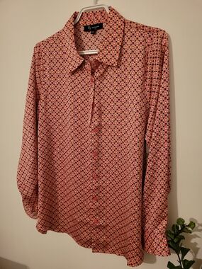 Lily Morgan Pink Geometric Button-Up Blouse